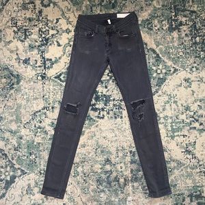 rag & bone black ripped distressed jeans size 24
